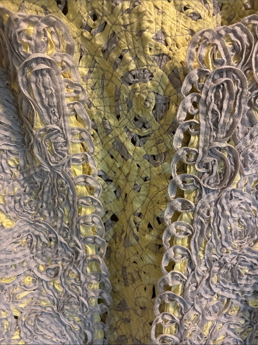 NIC+ZOE Yellow & Gray Lace-Overlay Open Cardigan Jacket size M - Picture 4 of 10